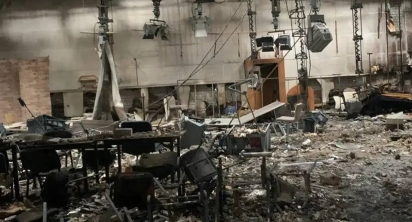 Показаны кадры ударов по телецентру в Днепропетровске